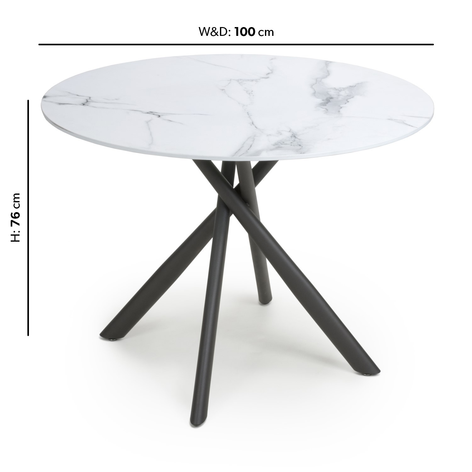 Read more about Small round white marble effect dining table seats 4 avesta